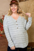 Brushed Hacci Two Tone Stripe Top-Teresa's Fashionista LLC