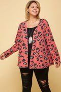 Plus Size Animal Printed Open Front Cropped Cardigan-Teresa's Fashionista LLC