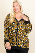 Plus Size Cozy Animal Mir Print With Brush Button Up Cardigan-Teresa's Fashionista LLC
