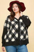 Plus Size Buffalo Plaid Knit Button Up Oversize Cardigan-Teresa's Fashionista LLC