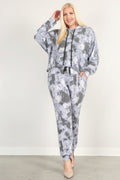 Tie Dye Print Pullover Hoodie And Sweatpants-Teresa's Fashionista LLC