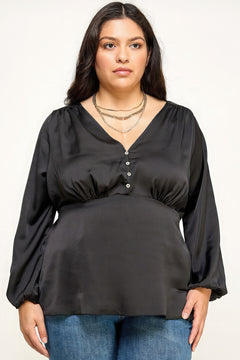 Satin Babydoll Blouse-Teresa's Fashionista LLC