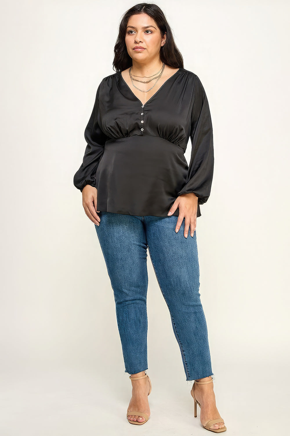Satin Babydoll Blouse-Teresa's Fashionista LLC