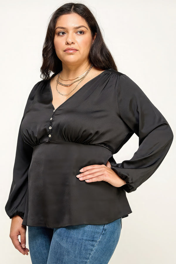 Satin Babydoll Blouse-Teresa's Fashionista LLC