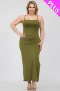 Plus Size Crisscross Back Split Thigh Maxi Dress-Teresa's Fashionista LLC
