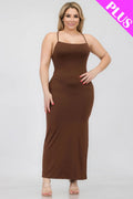 Plus Size Crisscross Back Split Thigh Maxi Dress-Teresa's Fashionista LLC