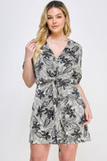 Plus Botanical Print Front Tie Dress-Teresa's Fashionista LLC