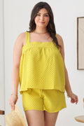 Plus Size Textured Top Elastic Waist Short Sets-Teresa's Fashionista LLC