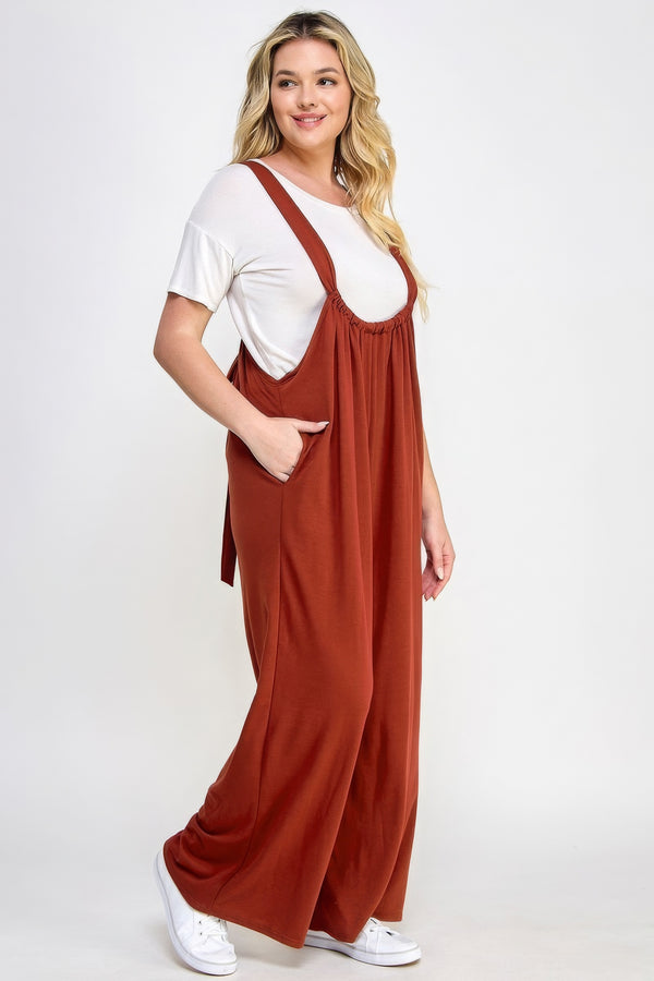 French Terry Wide Leg Jumpsuit Overalls-Teresa's Fashionista LLC