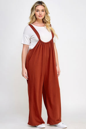 French Terry Wide Leg Jumpsuit Overalls-Teresa's Fashionista LLC