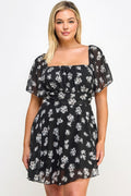 Plus Size Floral Chiffon Dress-Teresa's Fashionista LLC