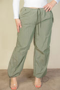 Plus Size Drawstring Waist Parachute Pants-Teresa's Fashionista LLC