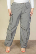 Plus Size Flap Pockets Drawstring Ruched Parachute Pants-Teresa's Fashionista LLC