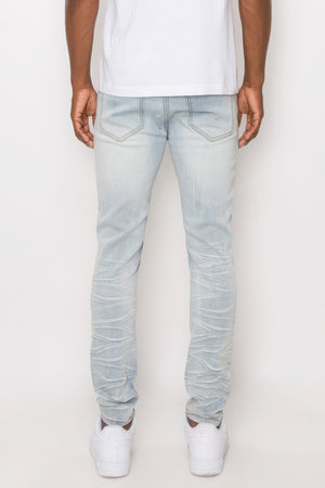 Men Creased Biker Denim Jeans-Teresa's Fashionista LLC