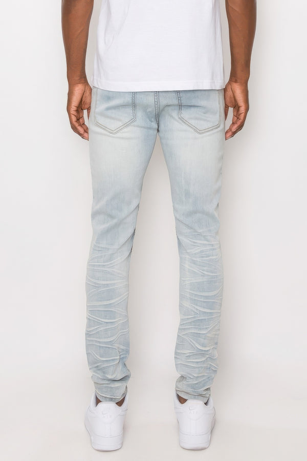 Men Creased Biker Denim Jeans-Teresa's Fashionista LLC