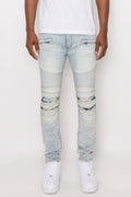 Men Creased Biker Denim Jeans-Teresa's Fashionista LLC