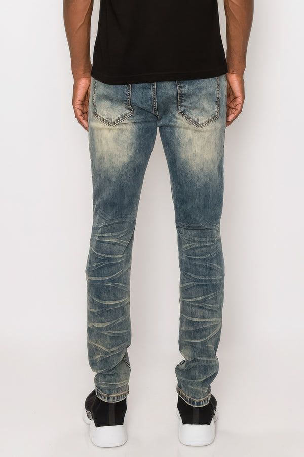 Men Creased Biker Denim Jeans-Teresa's Fashionista LLC