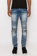 Men Creased Biker Denim Jeans-Teresa's Fashionista LLC