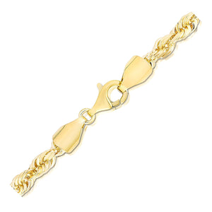 14k yellow gold solid diamond cut rope chain with lobster clasp and 5mm width