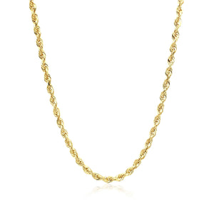 10k yellow gold solid diamond cut rope chain 2.75mm with lobster clasp
