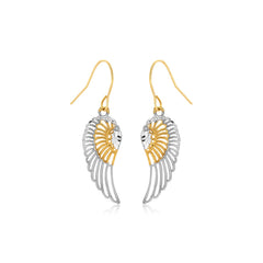 Two-Tone Wing Drop Earrings in 10K Gold