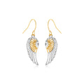 Two-Tone Wing Drop Earrings in 10K Gold