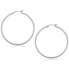 14k White Gold Polished Hoop Earrings (2x50 mm)