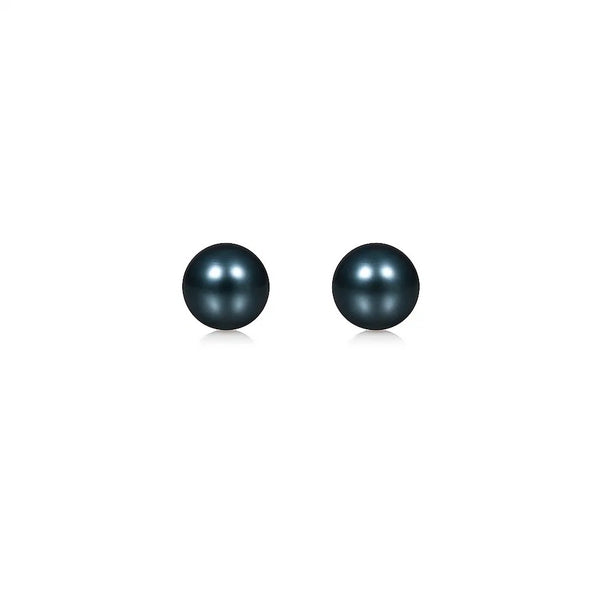 14k Yellow Gold Cultured Black Pearl Stud Earrings (7mm)