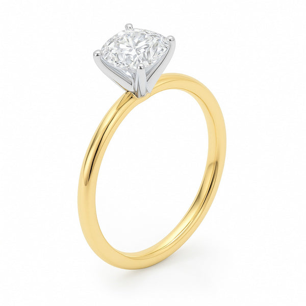 1 1/2 Carat Cushion Lab Grown IGI G/VS1 Diamond Solitaire Ring in 10K Yellow Gold