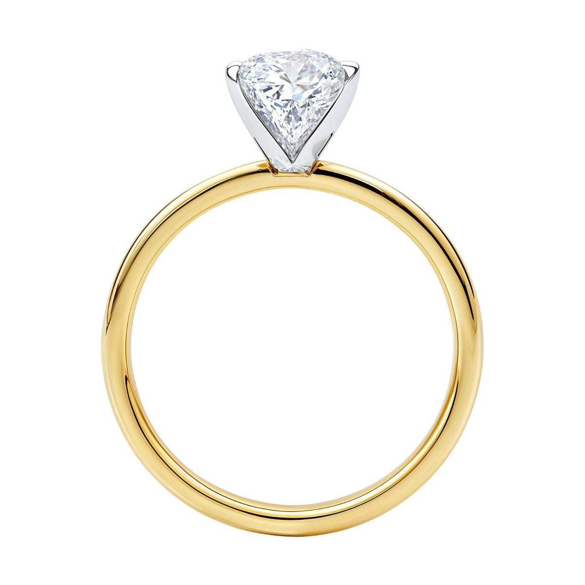 1 1/2 carat princess-cut lab-grown diamond ring in 14K yellow gold, four-prong setting.