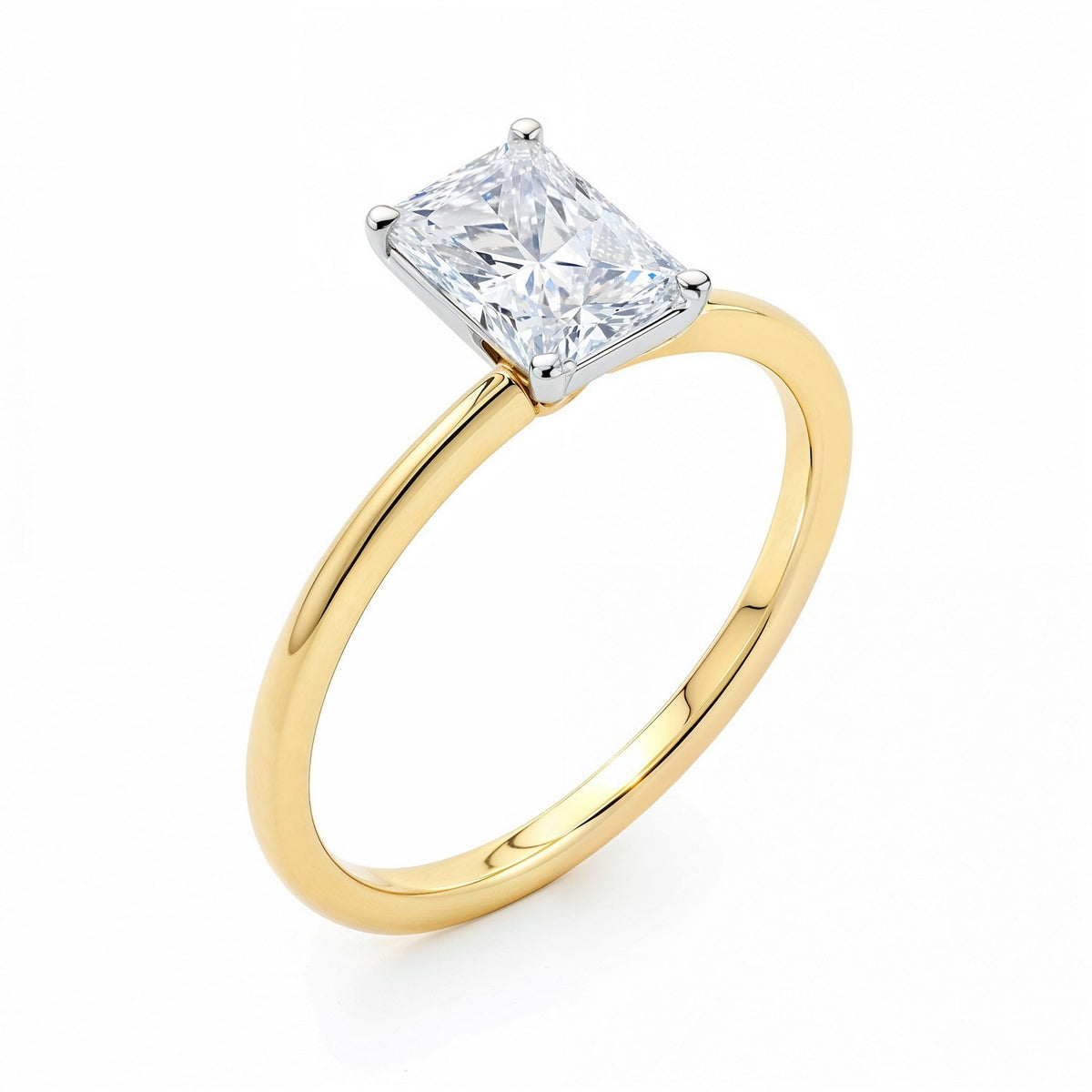 1 1/2 Carat Radiant Lab Grown IGI G/VS1 Diamond Solitaire Ring in 10K Yellow Gold