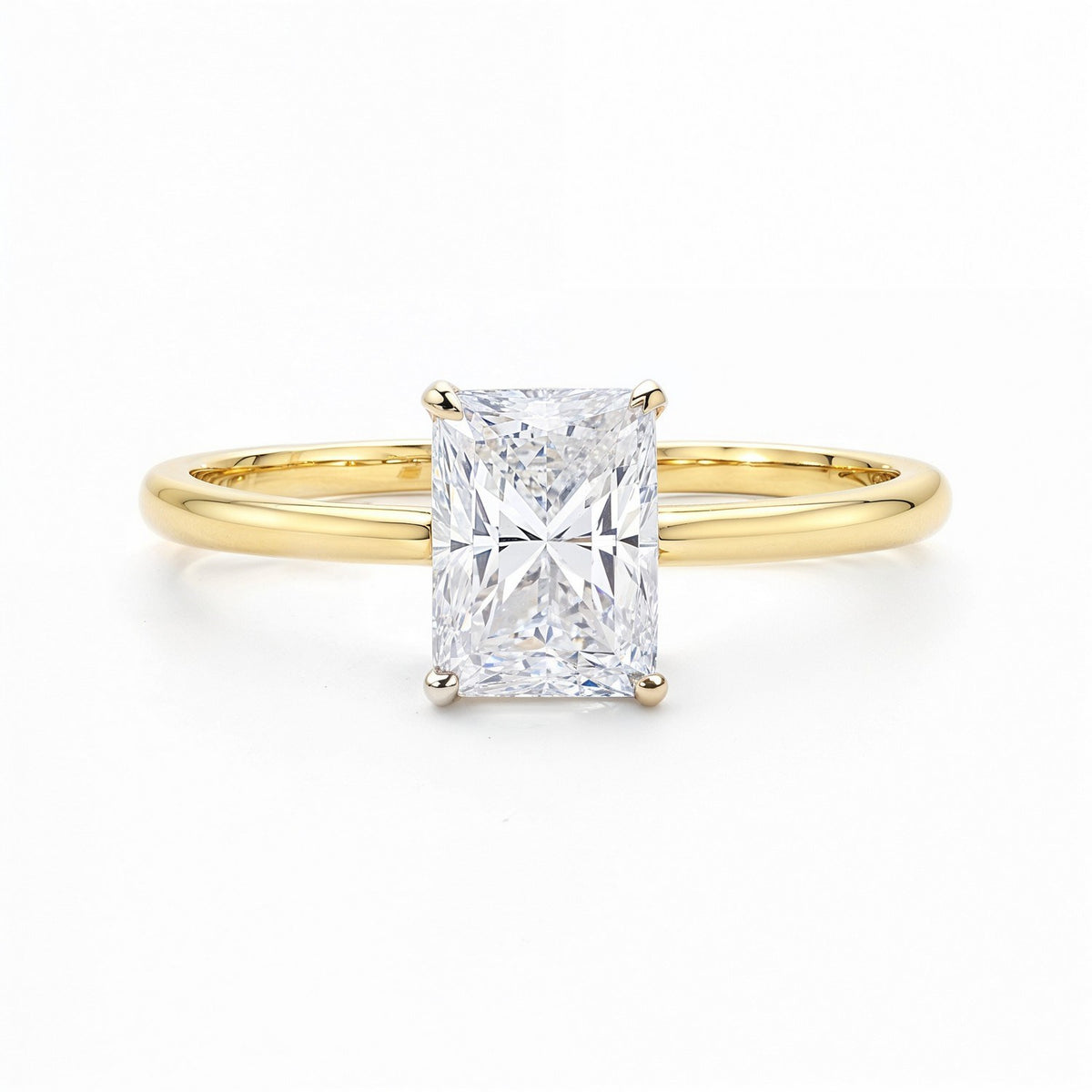 1 1/2 Carat Radiant Lab Grown IGI G/VS1 Diamond Solitaire Ring in 10K Yellow Gold