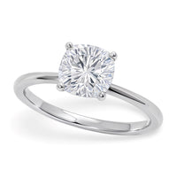1 1/2 Carat Cushion Lab Grown IGI G/VS1 Diamond Solitaire Ring in 14K White Gold