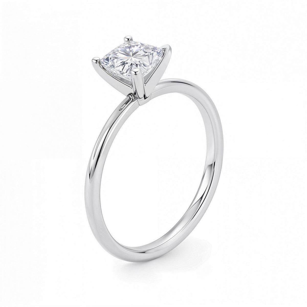 1 Carat Princess Lab Grown IGI G/VS1 Diamond Solitaire Ring in Sterling Silver
