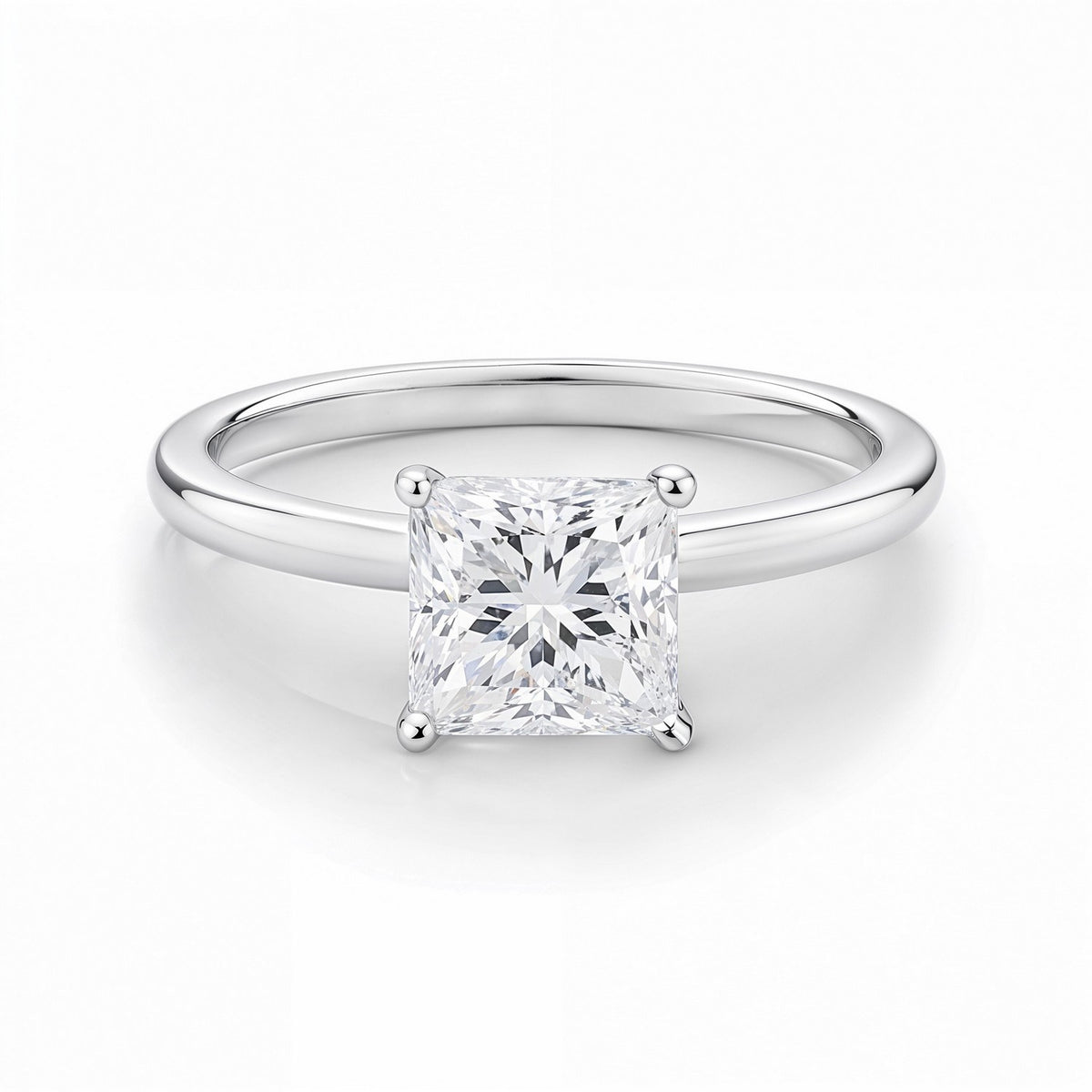 1 Carat Princess Lab Grown IGI G/VS1 Diamond Solitaire Ring in Sterling Silver