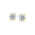 14k Yellow Gold Stud Earrings with White Hue Faceted Cubic Zirconia(6mm)