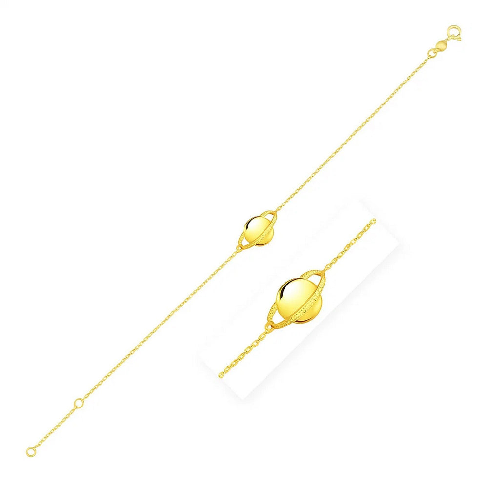 14K Yellow Gold Saturn Bracelet
