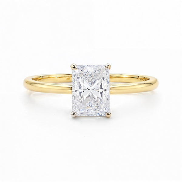1 1/2 Carat Radiant Lab Grown IGI G/VS1 Diamond Solitaire Ring in 14K Yellow Gold