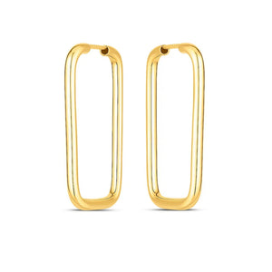 14k Yellow Gold Endless Rectangle Hoops