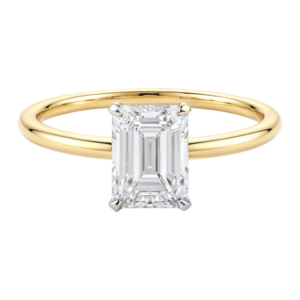 1 1/2 Carat Emerald Lab Grown IGI G/VS1 Diamond Solitaire Ring in 14K Yellow Gold