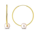 14k Yellow Gold Round Endless Pearl Earring(1x25mm)