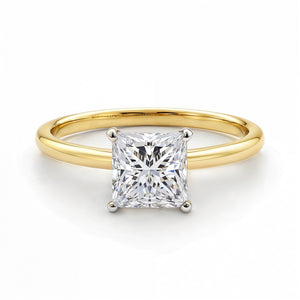 1 1/2 Carat Princess Lab Grown IGI G/VS1 Diamond Solitaire Ring in 10K Yellow Gold