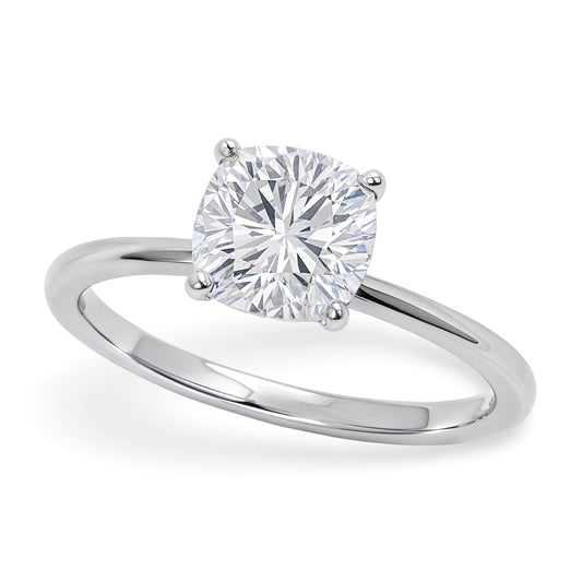 1 1/2 Carat Cushion Lab Grown IGI G/VS1 Diamond Solitaire Ring in Sterling Silver