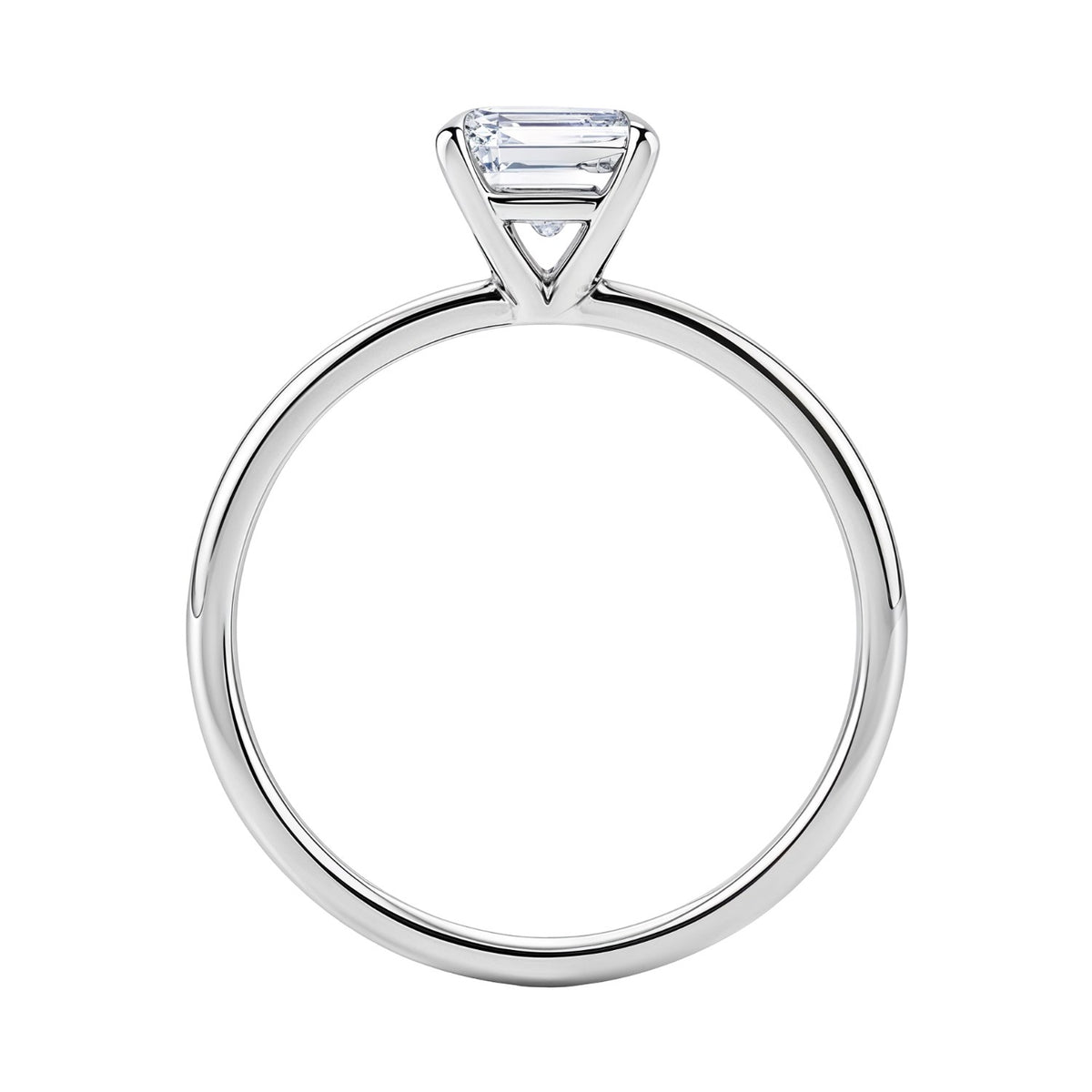 1 1/2 Carat Emerald Lab Grown IGI G/VS1 Diamond Solitaire Ring in Sterling Silver