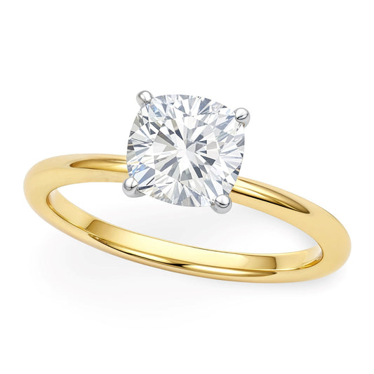1 1/2 Carat Cushion Lab Grown IGI G/VS1 Diamond Solitaire Ring in 14K Yellow Gold