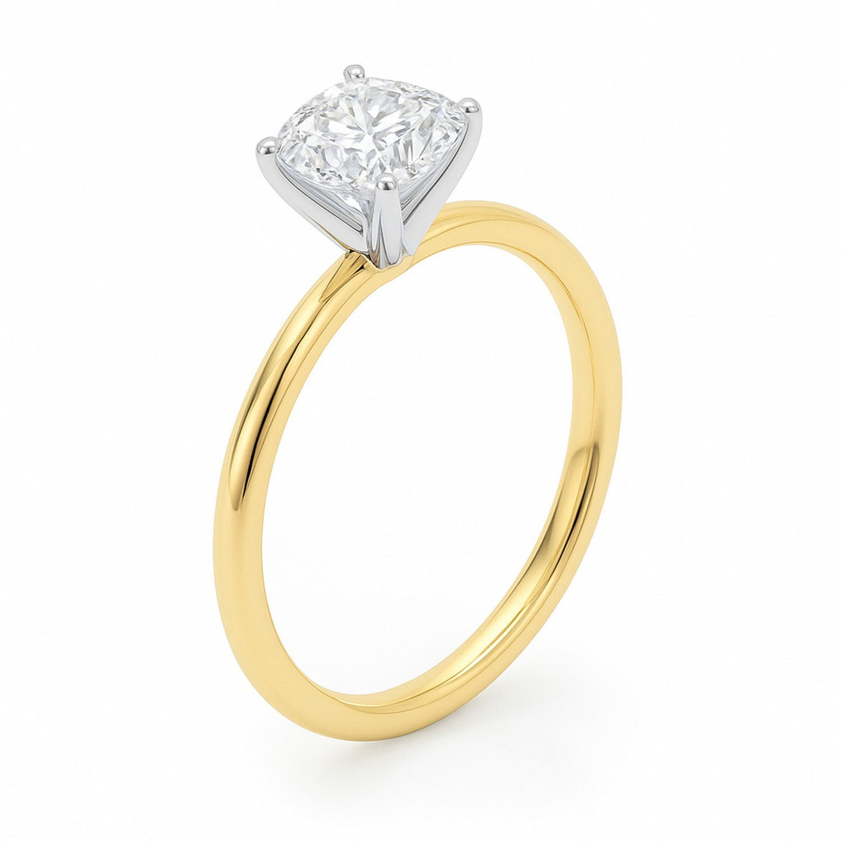 1 1/2 Carat Cushion Lab Grown IGI G/VS1 Diamond Solitaire Ring in 14K Yellow Gold