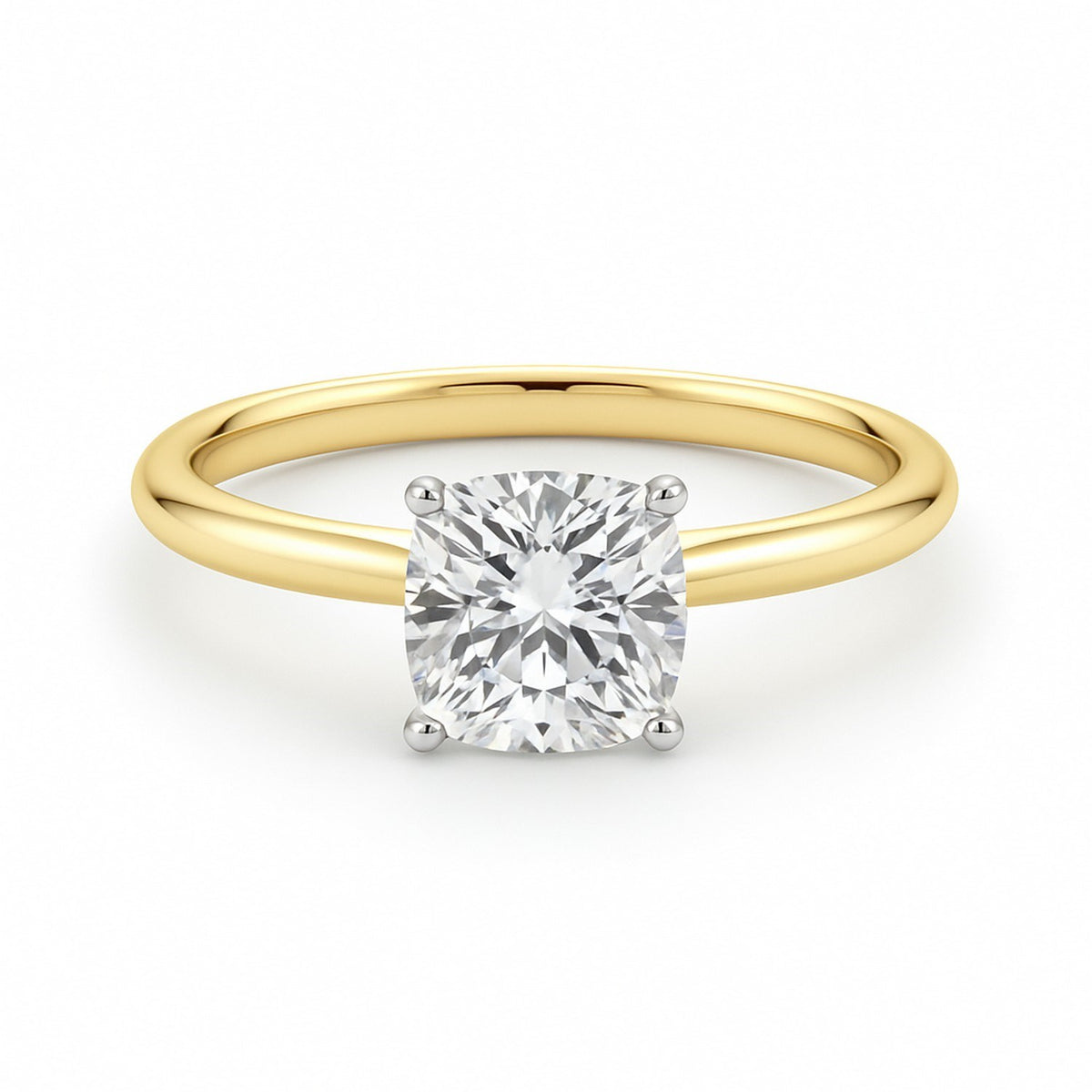 1 1/2 Carat Cushion Lab Grown IGI G/VS1 Diamond Solitaire Ring in 14K Yellow Gold