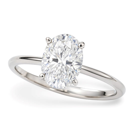 1 1/2 Carat Oval Lab Grown IGI G/VS1 Diamond Solitaire Ring in Sterling Silver