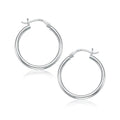 10k White Gold Polished Hoop Earrings (2x25mm)
