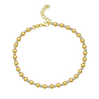 14k Two Tone Gold Polished Diamond Cut Bead Bracelet (4.00 mm)